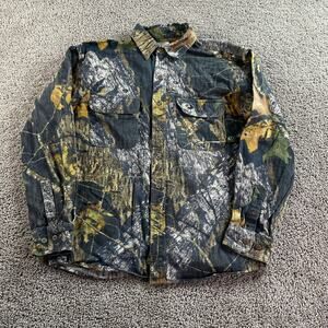 Mossy Oak Shirt Mens Medium Chamois Break Up Camouflage Camo Hunting Button Up